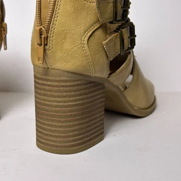 Sugar Riverdale Ankle Booties Women 8 Brown Block Heel Studded Beads Back Zip - Picture 13 of 16